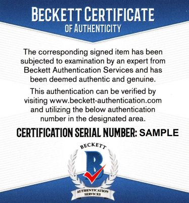 Sample Certificates of Authenticity Beckett Authentication Sample COA